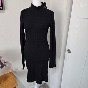 NWT Lulu's Bodycon Dress Ribbed Knit Mock Neck Black - L - LBD